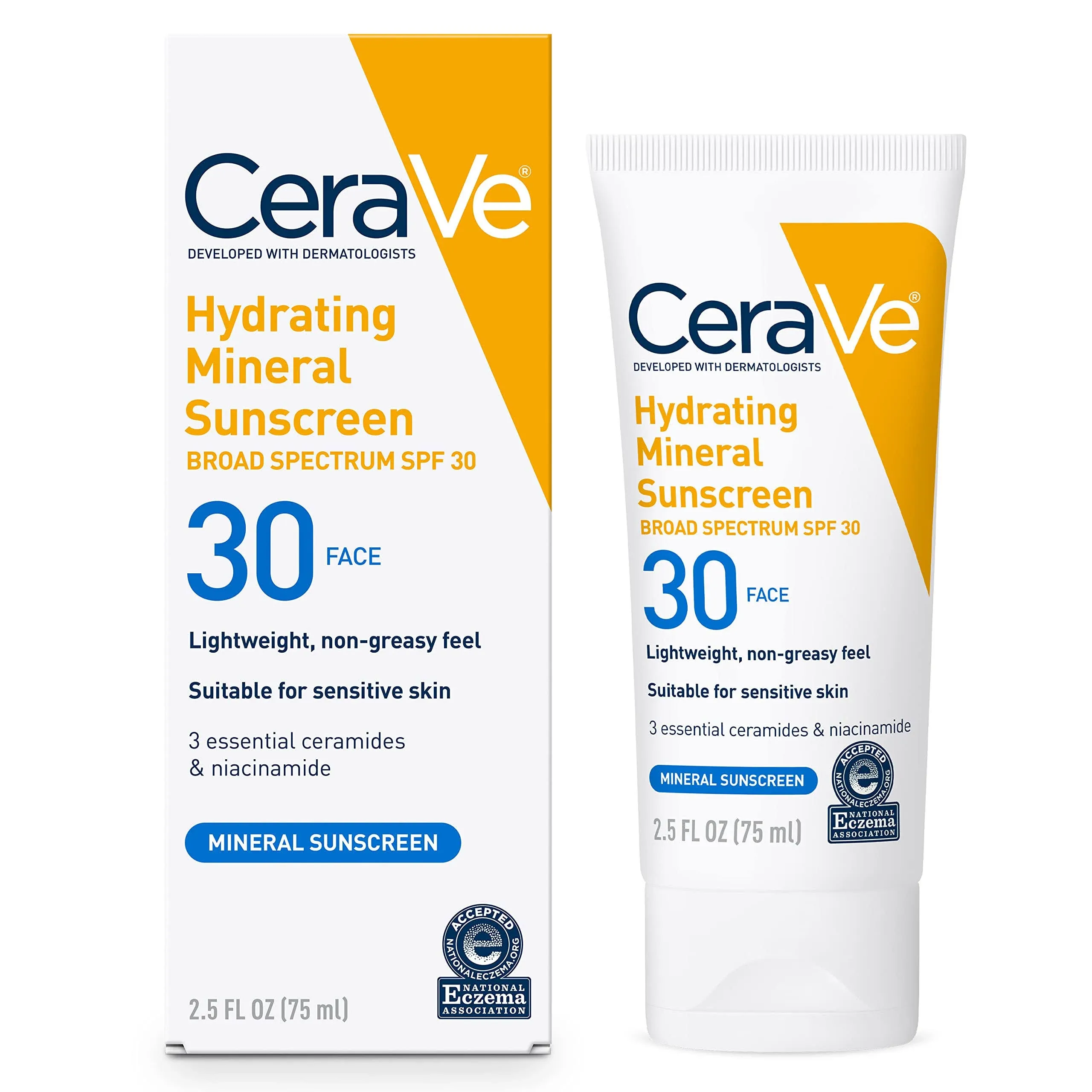 CeraVe Hydrating Mineral Face Sunscreen Lotion – SPF 30 - 2.5oz