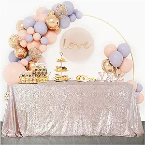 B-COOL Wedding Tablecloth Glitter Overlays Cover Champagne Blush Sequin Table...