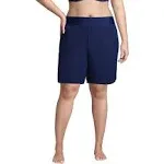 Lands' End Women's 9" Quick Dry Elastic Waist Modest Board Shorts Swim Cover-up Shorts