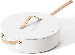 5.5 Quart Ceramic Non-Stick Saute Pan, White Icing, by Drew Barrymore