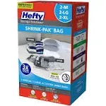 Hefty Shrink-Pak Clothes Storage Bags, 2 Medium, 2 Large, 2 XL