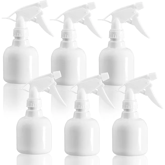 Youngever 6 Pack Empty Plastic Spray Bottles, White Spray Bottles for Hair and Cleaning Solutions (8 Ounce)