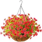 Artificial Hanging Flowers in BasketFake Chrysanthemum Flowers Arrangement12 ...