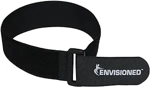 ENVISIONED Reusable Cinch Straps 3" x 72" - 4 Pack, Multipurpose Strong Gripping, Quality Hook and Loop Securing Straps (Black)