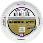 Gold Label Coated Paper Plates 9" Dia White AJM Packaging