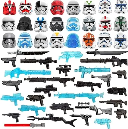 Military Minifigures Weapon Armor Kit for Star War Army Weapons and Accessories Set Compatile with Major Building Block Brand - 52pcs