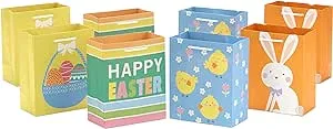 Hallmark 6  Small Easter Gift Bag Bundle (8 Bags: Easter Basket  Easter Bunny  Chicks   Happy Easter ) for Kids  Party Favors  Gift Cards. 6 Ounces.