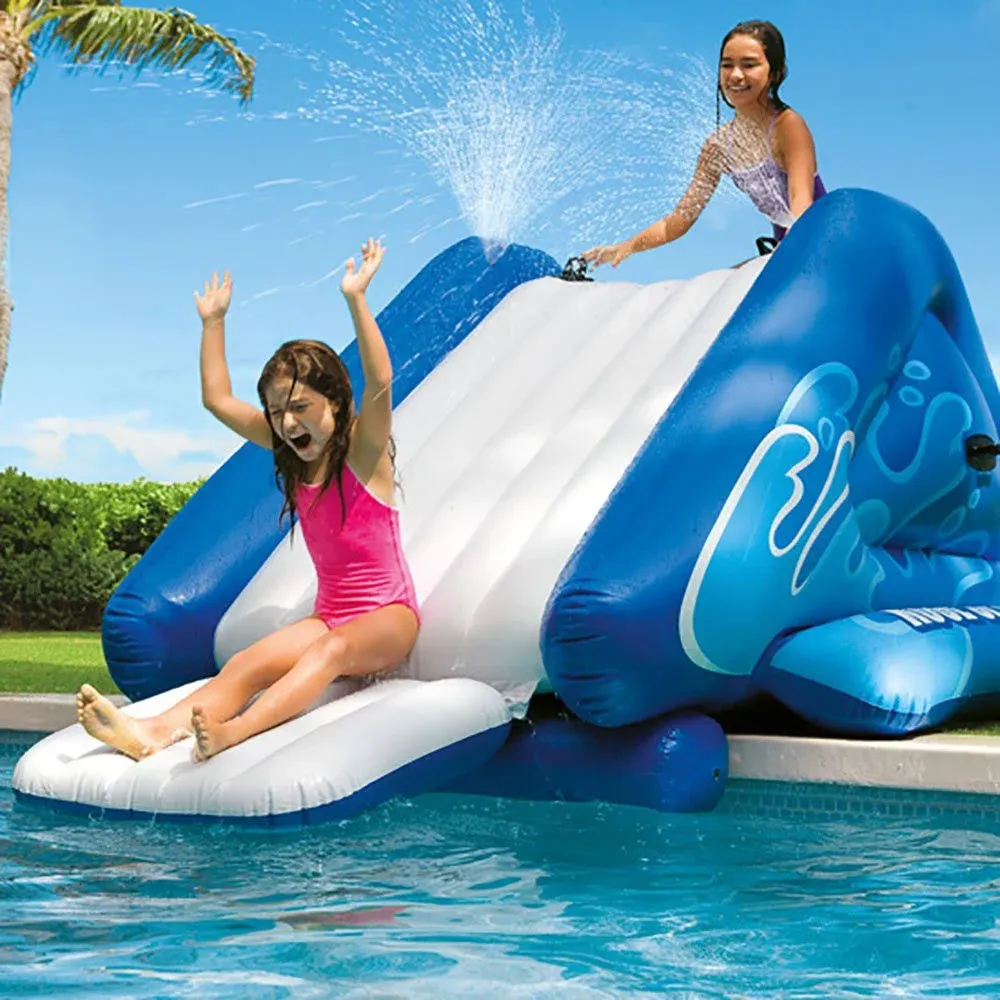 Blue Vinyl Inflatable Swimming Pool Water Slide, Blue (2-Pack) and Repair Kit