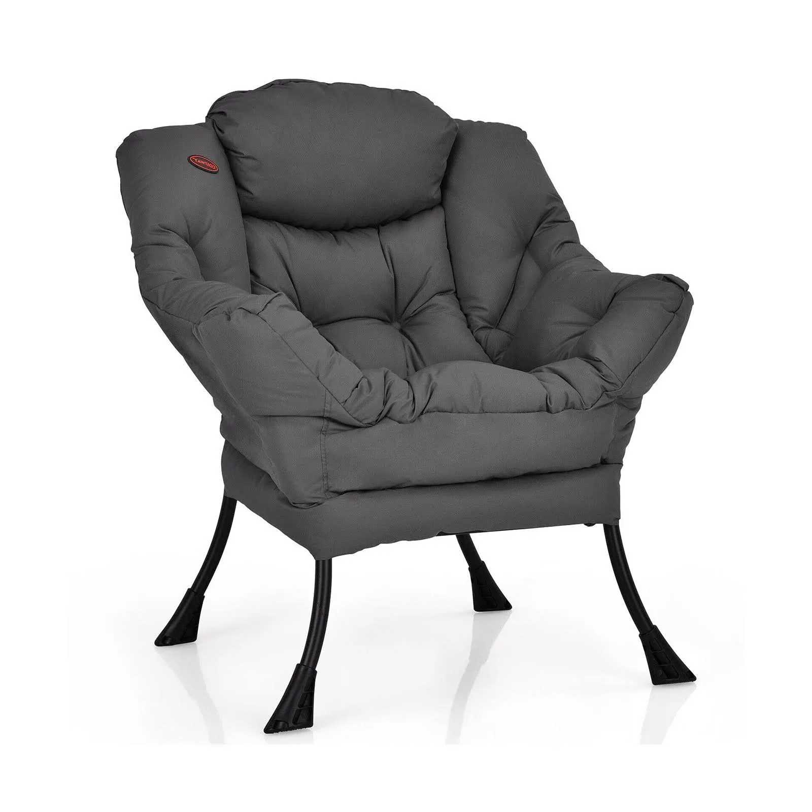 Modern Polyester Fabric Lazy Chair with Steel Frame and Side Pocket