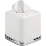 Elegant 5.75&#034; Chrome &amp; White Facial Tissue Holder for Bathroom &amp; Countertops