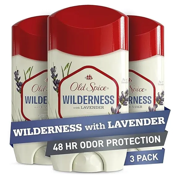 Old Spice Antiperspirant & Deodorant for Men, 24/7 Sweat & Odor Protection, 24/7 Freshness with Long Lasting Scent, Wilderness with Lavender Scent, 2.6 oz (Pack of 3)