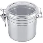 Stainless Steel Airtight Canister for Kitchen, Large Flour Coffee Bean Tea Cereal Sugar Cookie Metal Food Storage Canisters with Clear Lid and