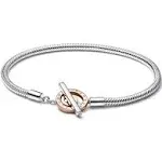 Snake chain sterling silver and 14k rose gold