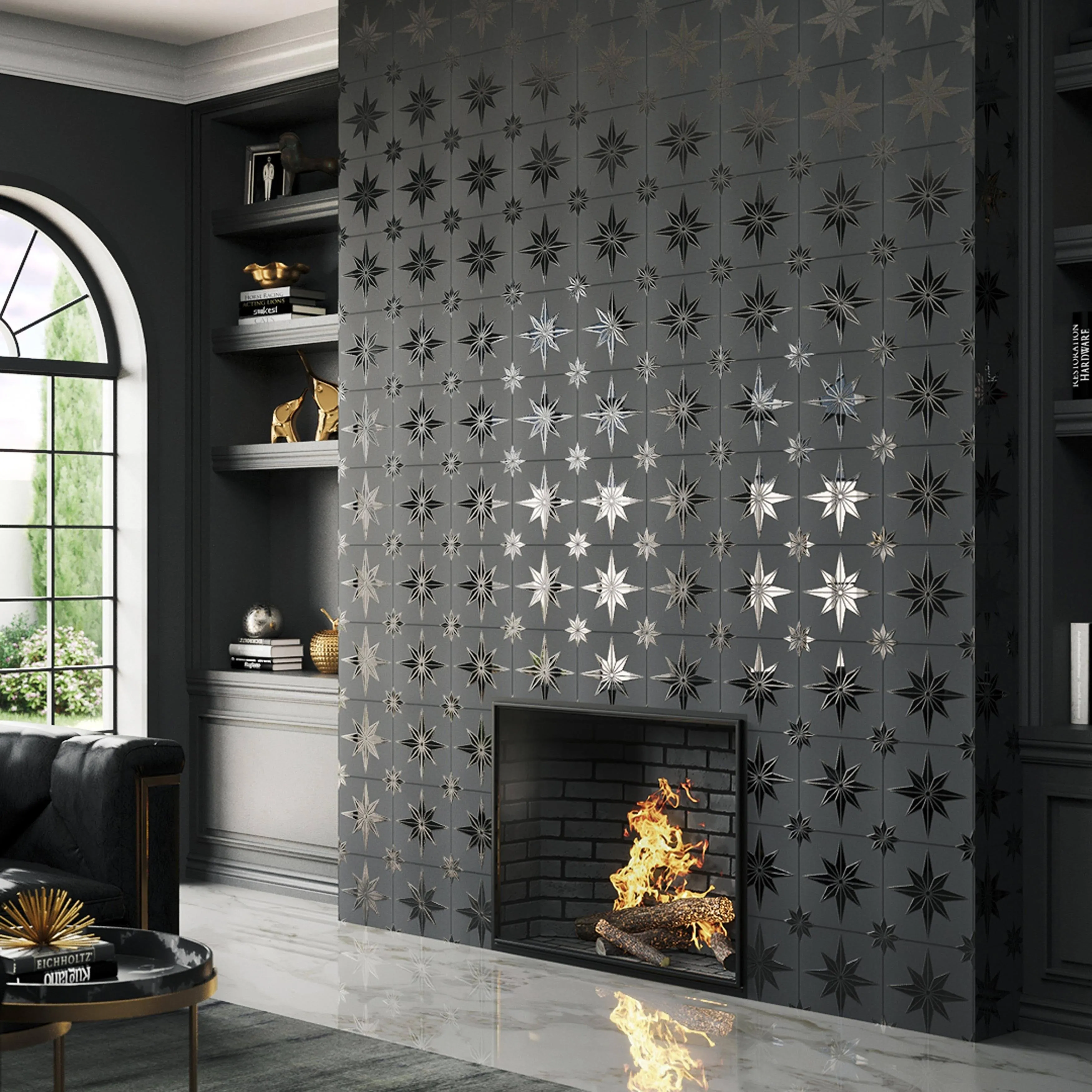 Merola Tile Stella Lustre Midnight 9-3/4" x 9-3/4" Porcelain Wall Tile