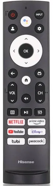 AJPro Replacement Remote Control for Hisense Smart Google TV Model ERF3V0H with Voice Control Works with TV 43A6H 50A6H 55A6H 65A6H 75A6H 50U6H 55U6H 65U6H 75U6H 65U8H 75U8H (Renewed)