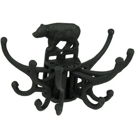 Ebros Gift Black Cast Iron Rustic Bear Pivoting Wall Hook