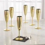 Fun Express Gold Metallic Plastic Champagne Flutes