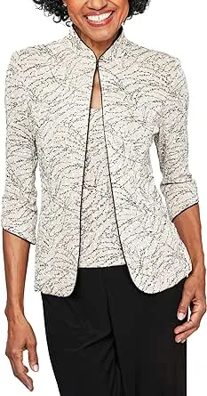 Alex Evenings Women's Printed Jacket and Top Set