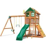 Gorilla Playsets Avalon with Wood Roof Residential Wood Playset with Slide