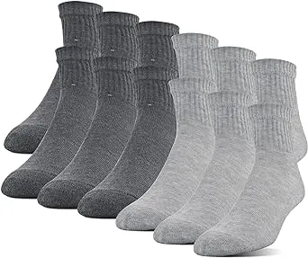 Gildan Men's Half Cushion Ankle Socks, 12-Pack, Size: Shoe Size: 6-12, Gray