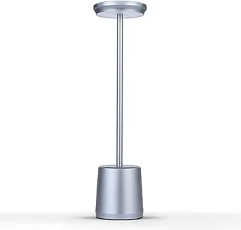 EJFOIEJ Cordless Metal Desk Lamp,Portable LED Table Lamp with Touch Silver 