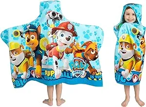 Franco Kids Bath and Beach Soft Cotton Terry Hooded Towel Wrap, 24" x 50", Paw Patrol Blue