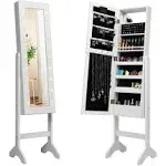 18-LED Mirrored Standing Jewelry Cabinet