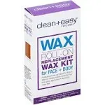 Clean + Easy Roll-On Wax Cartridge Refills Replacement Kit For Face & Body