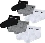 NIKE Boys Socks Ankle Lightweight Athletic Kids 6 Pack Shoe Size 10C-3Y 