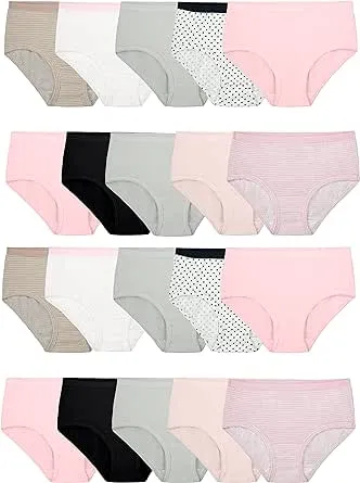 Fruit of The Loom Girls' EverSoft Brief Underwear, Assorted 20 Pack