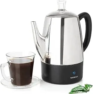 Mixpresso Electric Coffee Percolator Stainless Classic Pot Filter Basket 10 cups