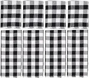 Black Buffalo Check Kitchen Towels And Dishcloths Set White and Black Plaid 100% Cotton 8 Piece