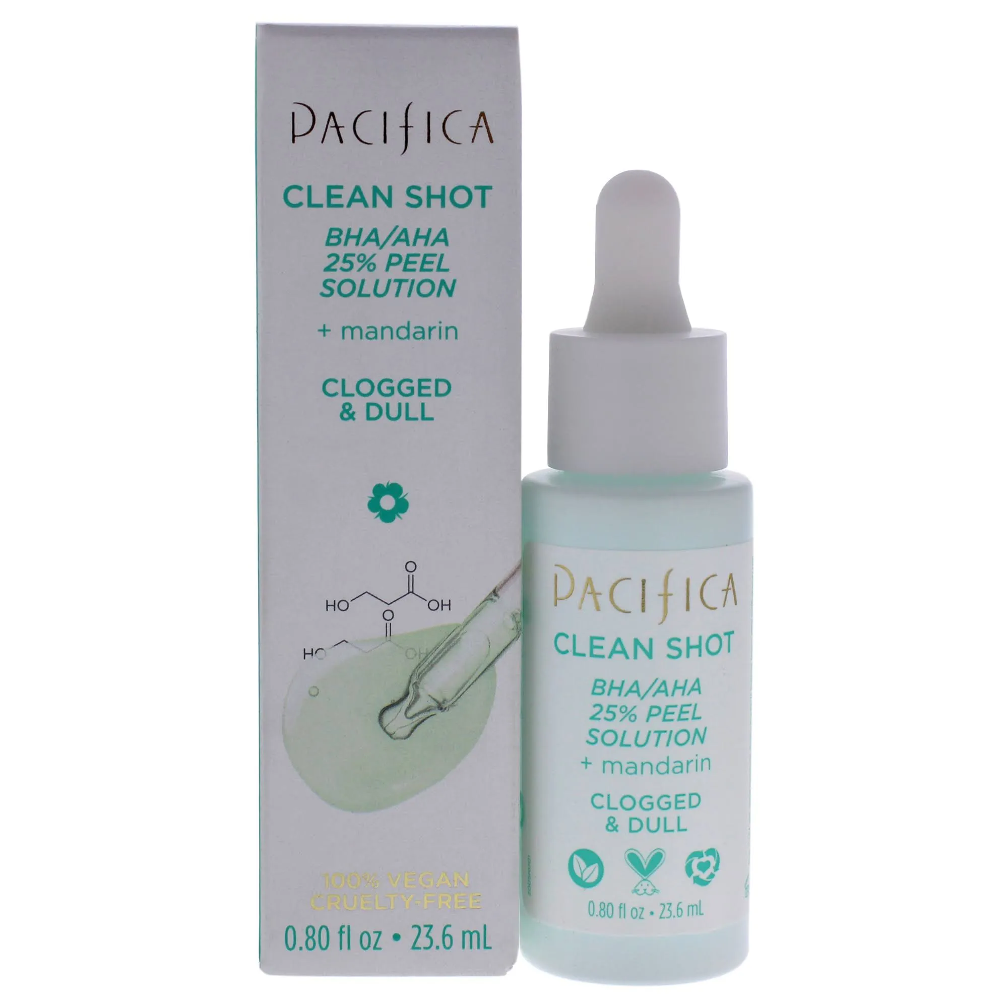 Pacifica Clean Shot BHA/AHA 25% Peel Solution + Mandarin  0.8 Oz