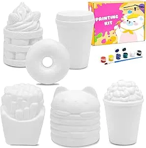 LovesTown squishies Making Kit, 6 PCS Food Paintable Squishies Make Your Own squishies DIY Painting Kit for Girls and Boys Christmas Gift Birthday Holiday Favor Craft