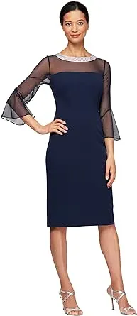 Alex Evenings Women's Embellished Illusion Sheath Dress