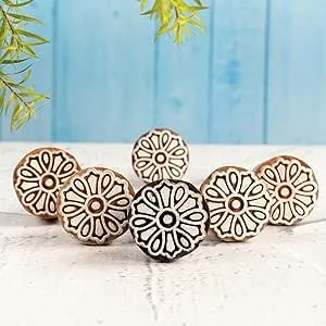 Hashcart Handcarved Wooden Knobs for Drawers | Set of 6 | Cabinets Knobs for Home ...