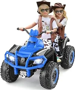 ELEMARA 2 Seater Kids ATV, 12V 4 Wheeler for Kids Quad with 10Ah Battery, 4mph Max Speed,Bluetooth, LED Lights, Radio, Toddler Ride On 4 Wheeler