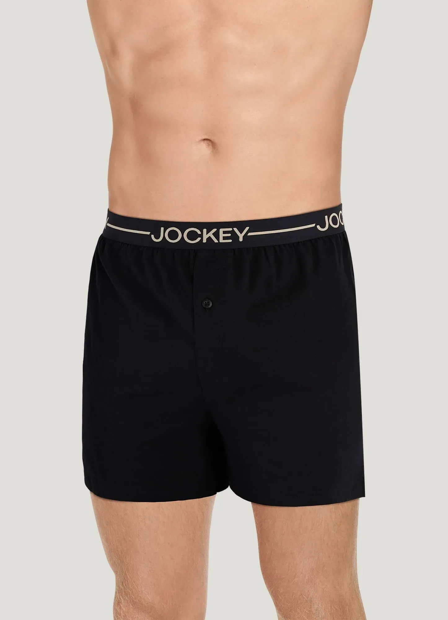 Jockey Men's Organic Cotton Stretch 4" Boxer S Black