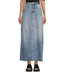 Free People Come As You Are Denim Maxi Skirt Frayed Hem NWT