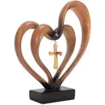 Contemporary Home Living Double Heart with Cross Tabletop