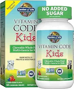 Garden of Life Vegetarian Multivitamin Supplement for Kids - Vitamin Code Kids Chewable Raw Whole Food Vitamin with Probiotics, 30 Chewable Bears