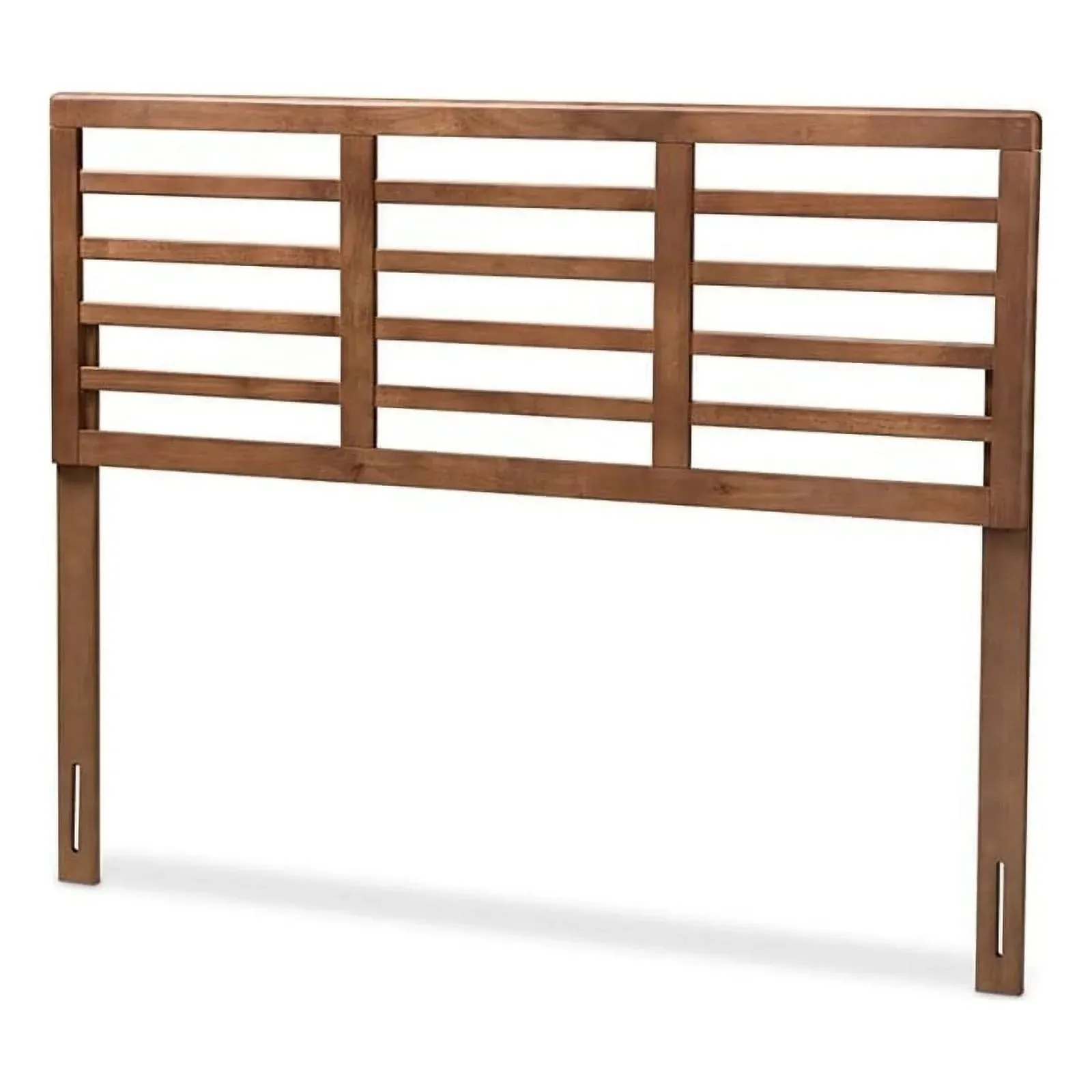 Bowery Hill Mid-Century Wood Slat Queen Headboard in Walnut Brown