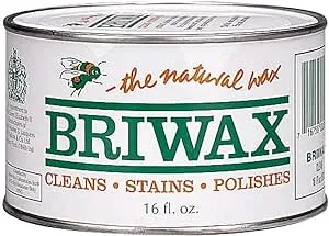 Briwax (Light Brown) Furniture Wax Polish, Cleans, Stains, and Polishes