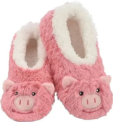 Snoozies Skinnies Slipper Socks Animal Furry – Cozy, Foldable Slippers for Women, Non Slip Socks for Travel & Indoors