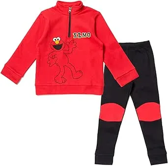 Sesame Street Elmo Infant Baby Boys Fleece Half Zip Sweatshirt and Pants Set Red ...