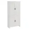 HOMCOM White 64 in. Kitchen Pantry, Freestanding Storage Cabinet with 3-Adjustable Shelves for Kitchen, Dining or Living Room 835-476WT