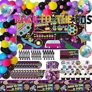 Letromp 189PCS Back to The 80&#039;s Party Decorations I Love 80s Balloons Garland...