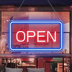 LED Open Signs for Business, Ultra Bright Horizontal, Horizontal- Blue Red 