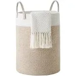 YOUDENOVA Large Cotton Rope Laundry Hamper Basket, Woven Clothes Hamper Brown