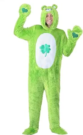 Care Bears Adult Good Luck Bear Costume with Hooded Jumpsuit, Mitts, and Shoe Covers